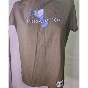 Dick’s Last Resort Graphic T-Shirt I Need A Stiff One Girls 2XL Olive Green New